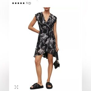 All Saints Black Floral Wrap Dress